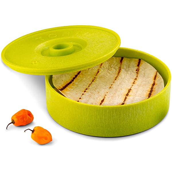 KooK Tortilla Warmer, 8 inch, Holds up to 12 Tortillas (Green)