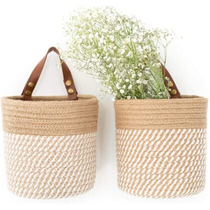 NA2 Hanging Basket – Wall Hanging Basket for Organizing – Hanging Wall Basket – Hanging Woven Wall Basket – Hanging Storage Basket – Small Baskets for Wall Decor – Wicker Wall Basket – Woven Basket
