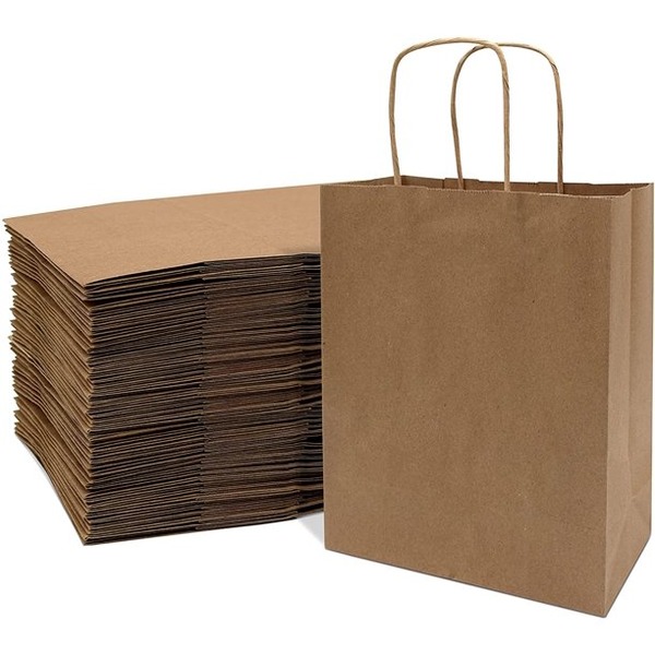 Kraft Paper Shopping Bags, 80% PCW Paper Bags With Handles, Gift Bags, Brown Bags Bulk 100 Pcs 16x6x12″-Vogue