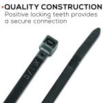 TR Industrial Multi-Purpose UV Resistant Black Cable Zip Ties, 8 inches, 100 Pack