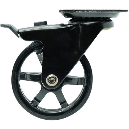 4 Pack Designer Caster, 3-Inch, Gloss Black, 4 Count