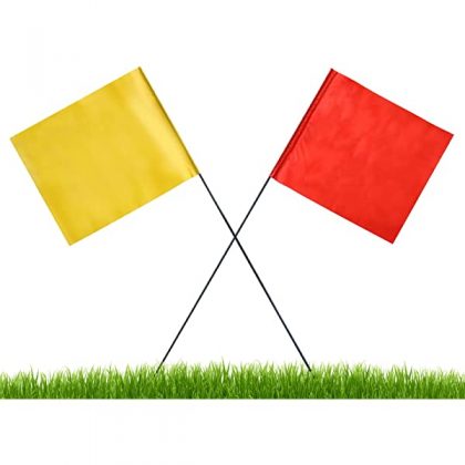 Marking Flags-120 Pack-4×5 Inch-Flo Orange &Yellow Yard Stakes For Lawn,Irrigation Small Flags Garden Markers Stake Flags 15 Inch Non Rust Wire