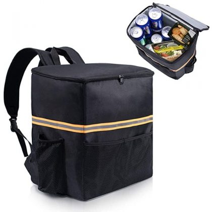 ISFC Insulated Food Delivery Bag – Large Thermal Pizza Delivery Bag Cup Holder Waterproof Insulated Commercial Catering Food Warmer Delivery Bag Backpack for Eats Doordash Restaurant Camping Groceries