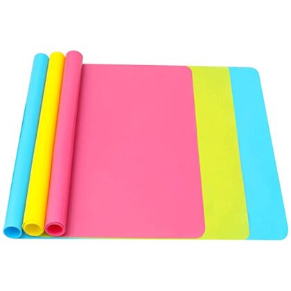 3 Pack A3 Silicone mat for Crafts, Resin Jewelry Casting Molds Mat (15.7in x 11.8in), Silicone Craft Mat (Blue/Yellow/Rosered)