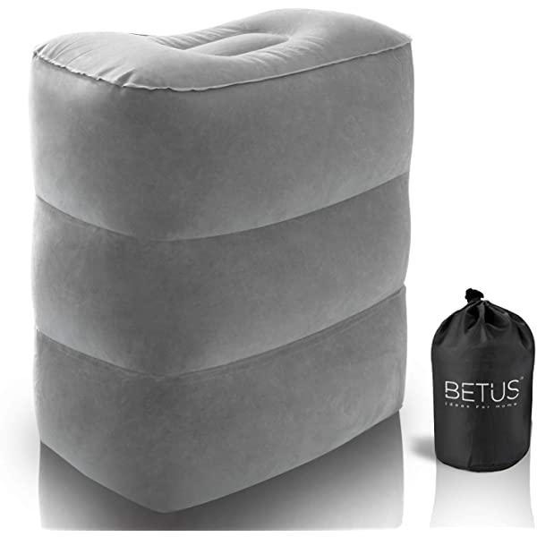 Betus Inflatable Travel Foot Rest Pillow – Ultra Comfortable and Compact – Toddle & Kids Leg Rest Stool for Long Flight/Trip by Air-plane or Car