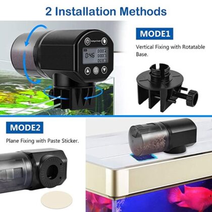 Barkmew Automatic Fish Feeder, Moisture-Proof Electric Auto Fish Feeder for Aquarium or Fish Tank, Fish Food Vacation Feeder Timer Fish Food Dispenser, 200ML, Black