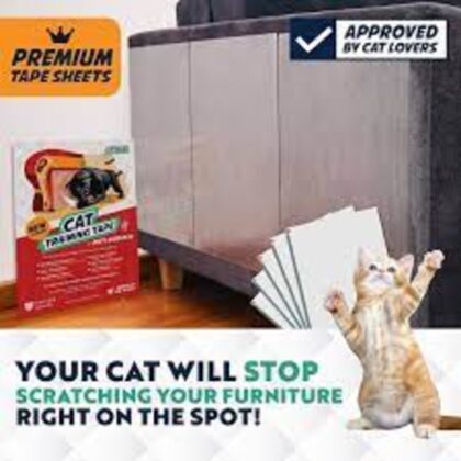 Panther Armor 10(Ten)-Pack Cat Scratch Deterrent Tape – Double Sided Anti Cats Scratching Sticky Tape – 5-Pack XL 16”L 12”W + 5-Pack Large 17”L 10”W Furniture Protectors – Clear Training Tape