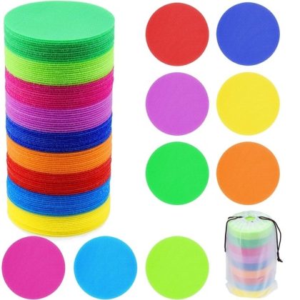 EAONE 99 Pack Carpet Spot Sit Markers, 4″ Multicolor Circle Sitting Dots Hook and Loop for Kids Classroom Teachers Preschool Kindergarten Gym Group Activity (9 Colors)