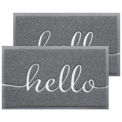 BeneathYourFeet 2-Pack Door Mat Indoor Outdoor Doormat Multiple-use Welcome Mats for Front Door Easy to Clean Garage Floor Mat Durable Wear-Resistant Rugs for Outside Entry(30″x17.5″,Grey)