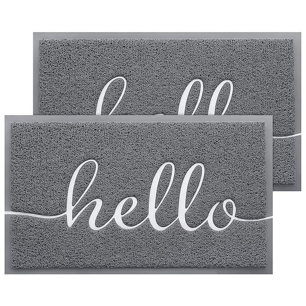 BeneathYourFeet 2-Pack Door Mat Indoor Outdoor Doormat Multiple-use Welcome Mats for Front Door Easy to Clean Garage Floor Mat Durable Wear-Resistant Rugs for Outside Entry(30″x17.5″,Grey)