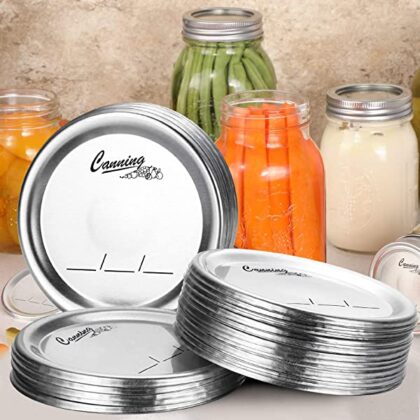 AOZITA 24-Count, Regular Mouth Canning Lids for Ball, Kerr Jars – Split-Type Metal Mason Jar Lids for Canning – Food Grade Material, 100% Fit & Airtight for Regular Mouth Jars – PATENT PENDING