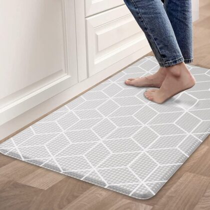 Kitchen Rugs Mat Anti Fatigue Comfort Cushion Floor Mats, Non Slip Waterproof Kitchen Mats, Suitable for Kitchen, Laundry, Bathroom, Living Room, 30.3″x 17.3″, Grey